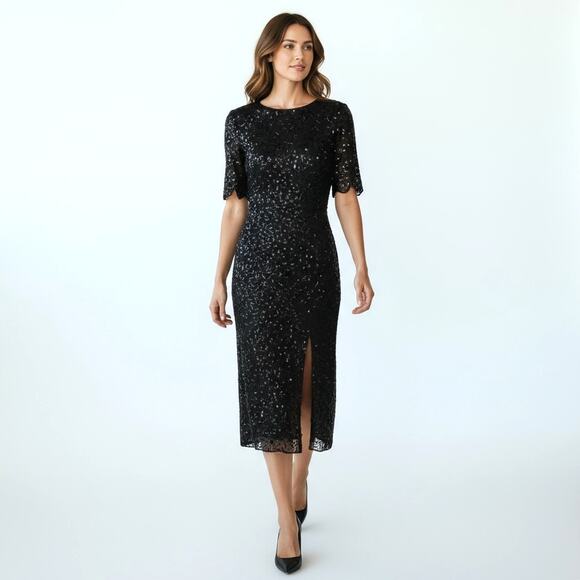 CHAMP ELLYSE Open Back Hand Beaded Silk Gown 6 Elegant EventWear Coquette - Picture 1 of 10